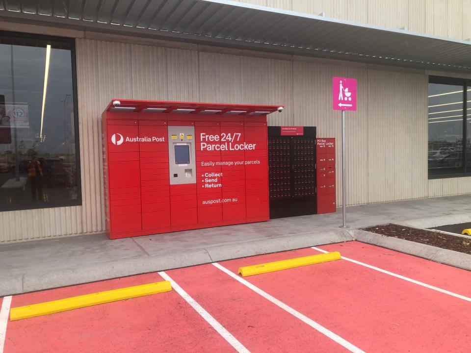 Australia Post locker in supermarket car park. Source: Australia Post