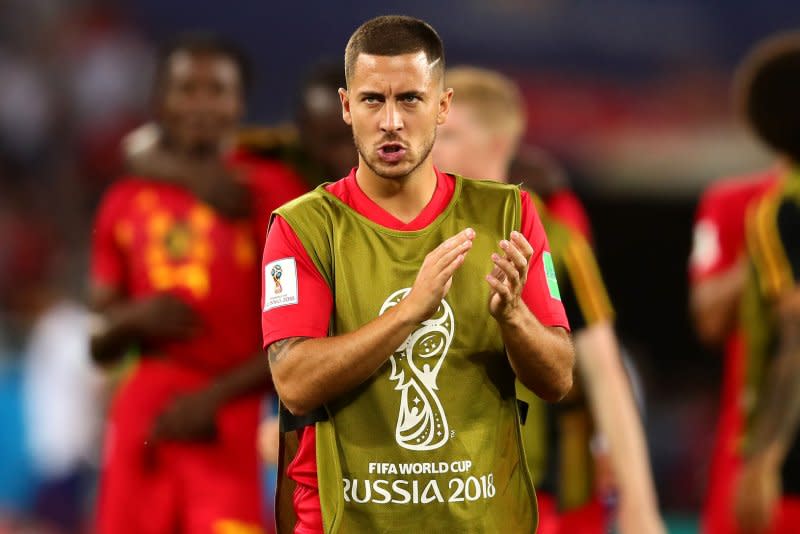 Eden Hazard scored 33 goals in 126 appearances for Belgium. File Photo by Chris Brunskill/UPI