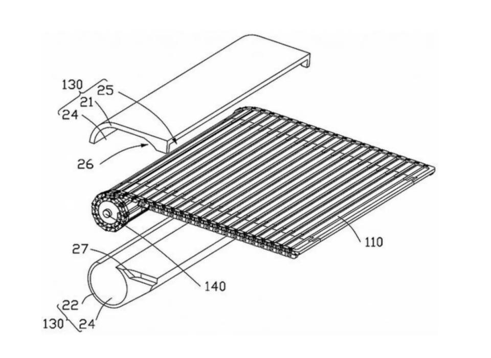 華為提出可像竹簡般捲曲收納的可凹折手機設計專利