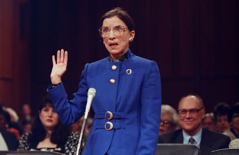 Supreme Court nominee Judge Ruth Bader Ginsburg during her confirmation hearing in Washington