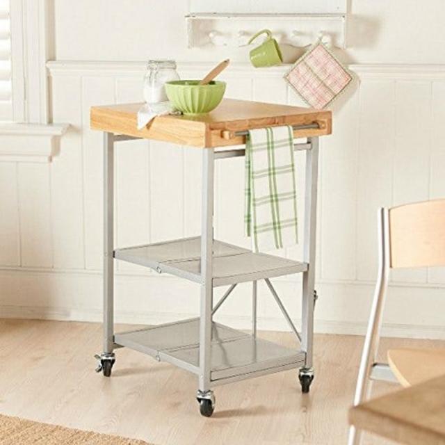 Space Saving Gadgets Every Tiny Kitchen, Origami Fold Out Kitchen Island Cart With Wheels