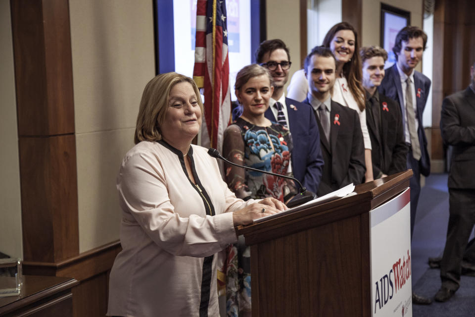 Rep. Ileana Ros-Lehtinen with Elizabeth Taylor's grandchildren Laela Wilding, Quinn Tivey, Rhys Tivey, Elizabeth Carson, Finn McMurray (great-grandson), and Tarquin Wilding