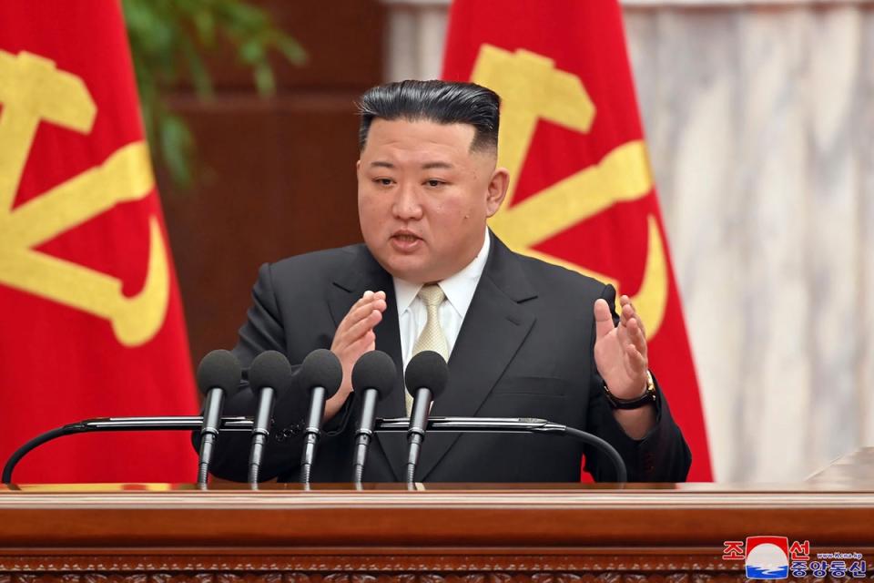 Kim Jong Un has suggested tighter government control over grain (KCNA via KNS)