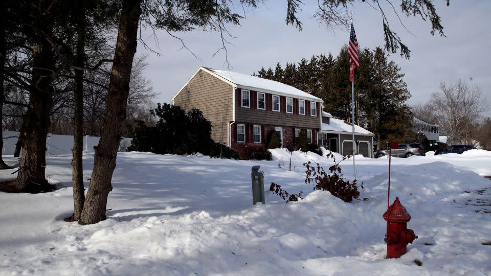 The body of police officer John O'Keefe was found near the fire hydrant outside this home on Fairview Road in Canton, Massachusetts. - Craig F. Walker/The Boston Globe/Getty Images