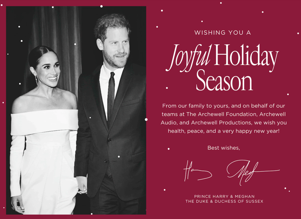 harry and meghan christmas card 2022