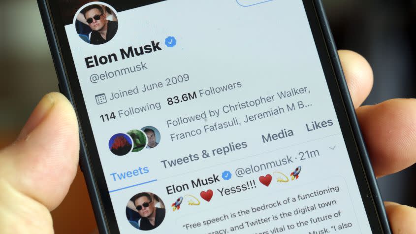 screenshot of Elon Musk's Twitter page