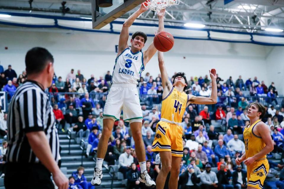 As a North Laurel senior, Reed Sheppard (3) was the 2023 Kentucky Mr. Basketball winner and earned McDonald’s All-American recognition.