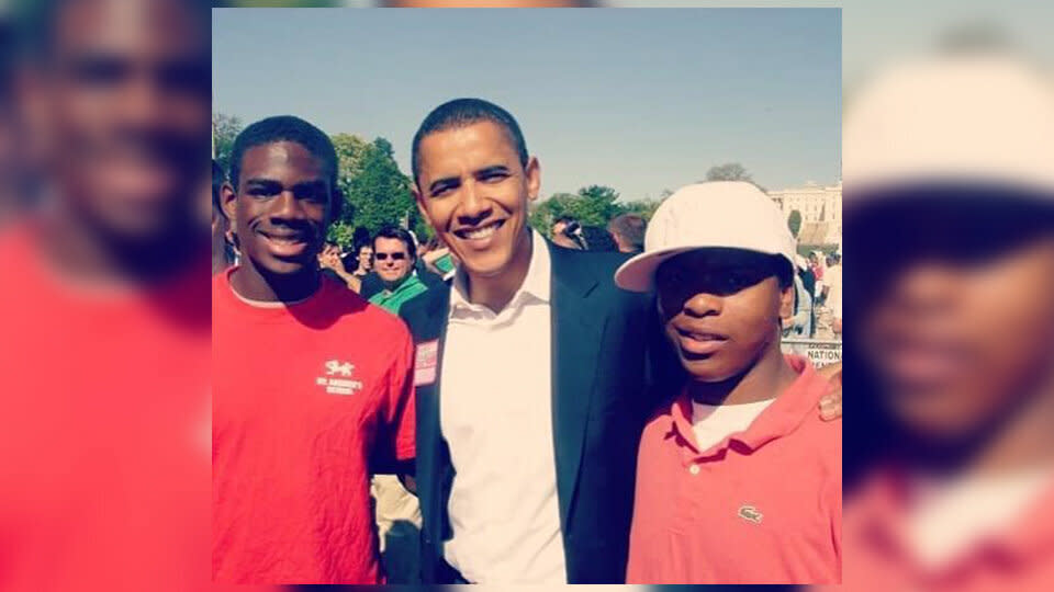 Colin Mattis, right, with then-Sen. Barack Obama in 2006. (Photo: Courtesy of Ikenna Iheoma)