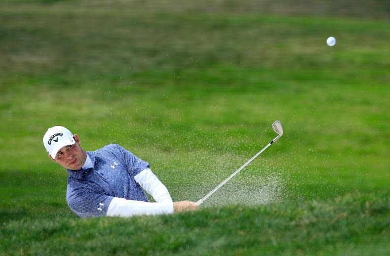 Gary Woodland of the USA plays his second shot on the par 4, 16th hole during his championship match in the World Golf Championships Cadillac Match Play on May 3, 2015 in San Francisco, California
