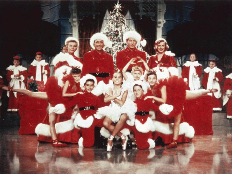 Rosemary Clooney, Danny Kaye, Bing Crosby and Vera-Ellen with dancers in ‘White Christmas’ (Paramount/Kobal/Rex)