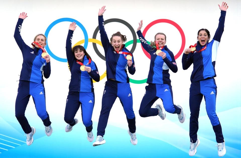 Eve Muirhead (right) with team-mates (from left) Mili Smith, Hailey Duff, Jennifer Dodds and Vicky Wright (Andrew Milligan/PA) (PA Wire)