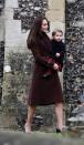 <p>The Duchess wears her favorite Hobbs Celeste coat on Christmas morning at St. Mark's Church in Englefield. She's been photographed in it several times since 2012.</p>