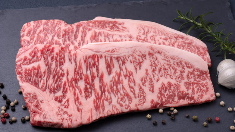 Wagyu steak on board