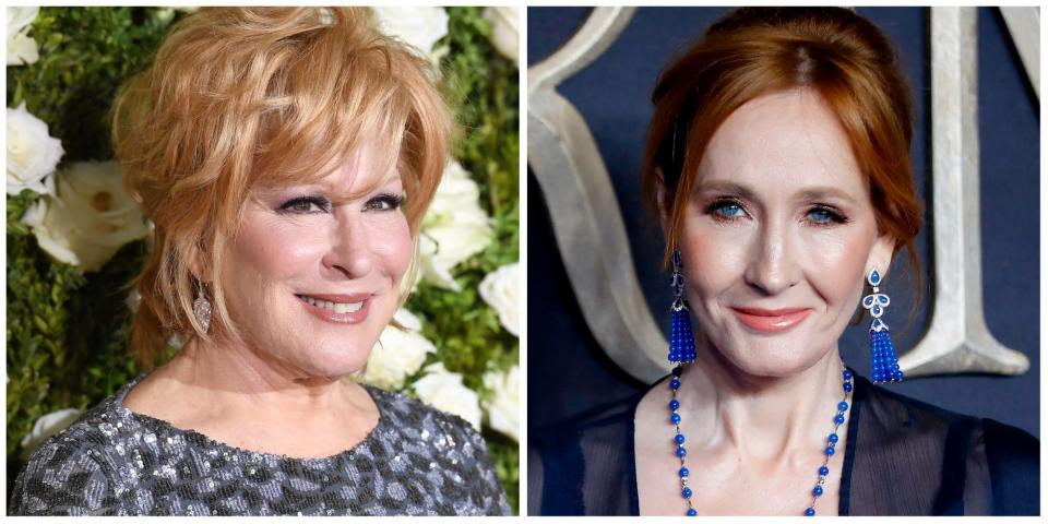 Bette Midler, left, and J.K. Rowling are two celebrities who have come under fire for transphobic remarks.