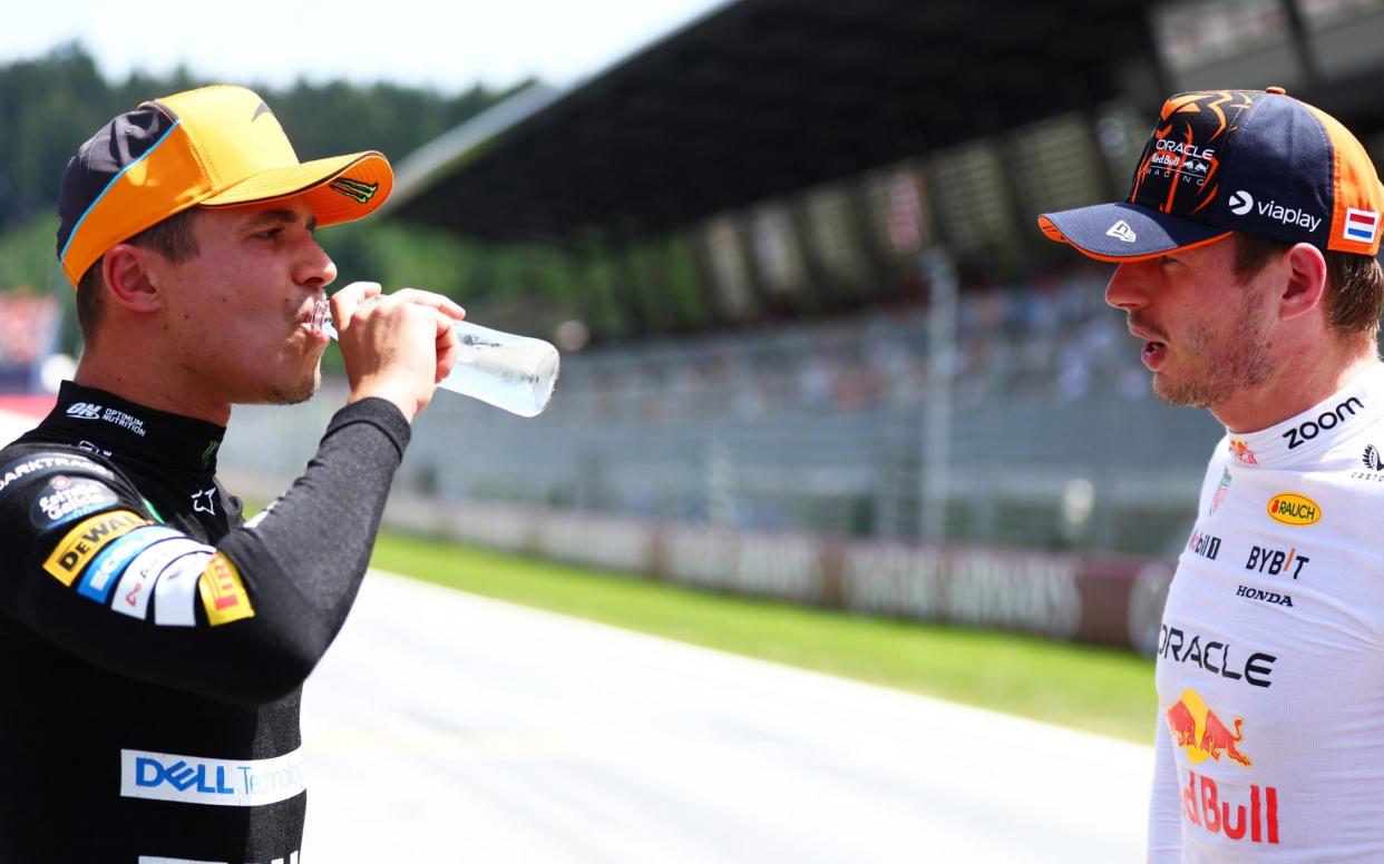 Lando Norris and Max Verstappen speaking