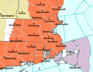 A heat advisory is in effect for most of Southern New England.
