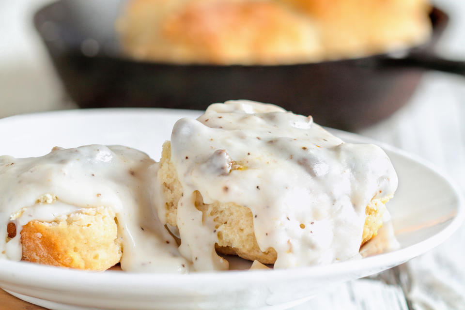 <div><p>"Nothing even comes close. A good buttermilk biscuit with a proper sausage gravy is heaven on earth. Because by the end, your heart stops beating anyway."</p><p>—u/<a href="https://go.redirectingat.com?id=74679X1524629&sref=https%3A%2F%2Fwww.buzzfeed.com%2Fandyneuenschwander%2Ffavorite-american-foods-of-non-americans&url=https%3A%2F%2Fwww.reddit.com%2Fuser%2FScreye%2F&xcust=6250691%7CBF-VERIZON&xs=1" rel="nofollow noopener" target="_blank" data-ylk="slk:Screye;elm:context_link;itc:0;sec:content-canvas" class="link "><u>Screye</u></a></p></div><span> Stephaniefrey / Getty Images/iStockphoto</span>