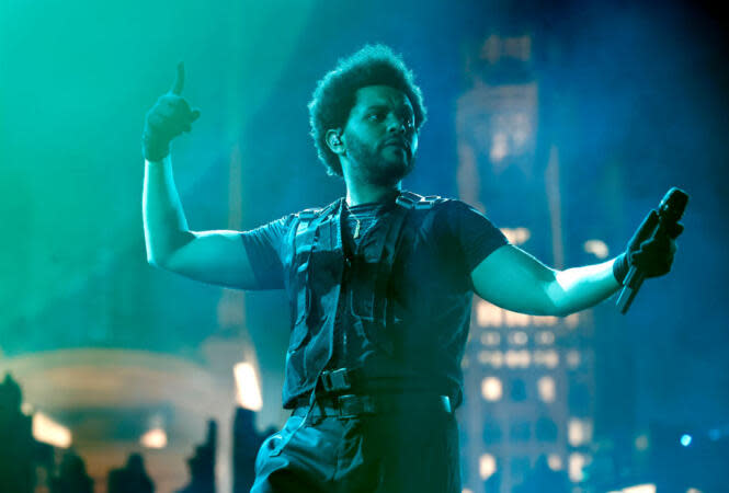 The Weeknd performing on stage