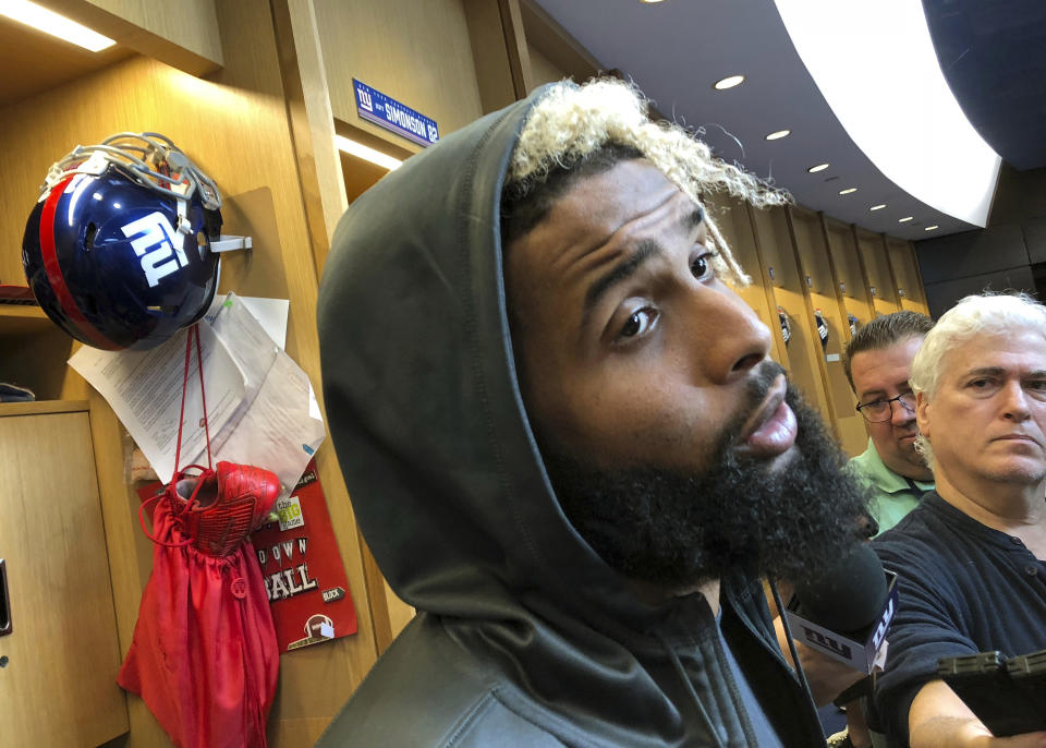 Odell Beckham Jr. says he's trying to stay hydrated during games, despite his dislike for water. (AP) 