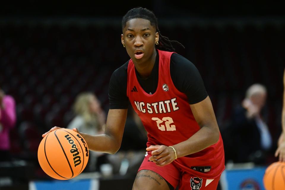 North Carolina State guard Saniya Rivers started her college basketball career at South Carolina. She will face her old team in Friday night's national semifinal at Rocket Mortgage FieldHouse.