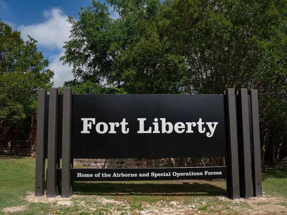 Fort Liberty is the new name for a military base in North Carolina formerly named after a Confederate general. <a href="https://www.gettyimages.com/detail/news-photo/sign-after-a-ceremony-renaming-fort-bragg-as-fort-liberty-news-photo/1258379087?adppopup=true" rel="nofollow noopener" target="_blank" data-ylk="slk:Allison Joyce/AFP via Getty Images;elm:context_link;itc:0;sec:content-canvas" class="link ">Allison Joyce/AFP via Getty Images</a>