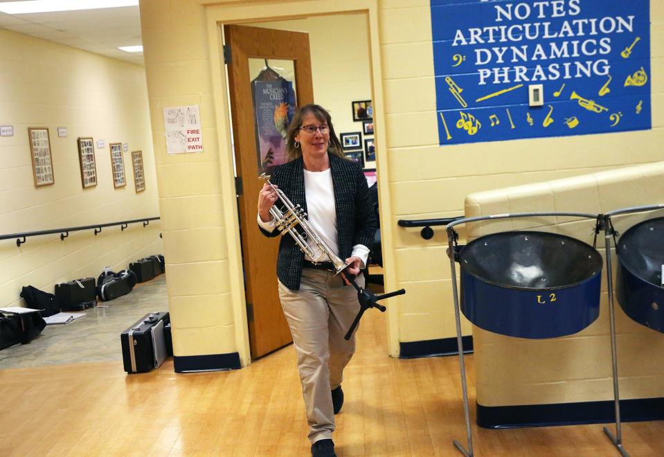 Laurie Ellis, a teacher in Kennebunk, is one of two band leaders from Maine who will be performing in the annual Macy's Day Parade on Thanksgiving.