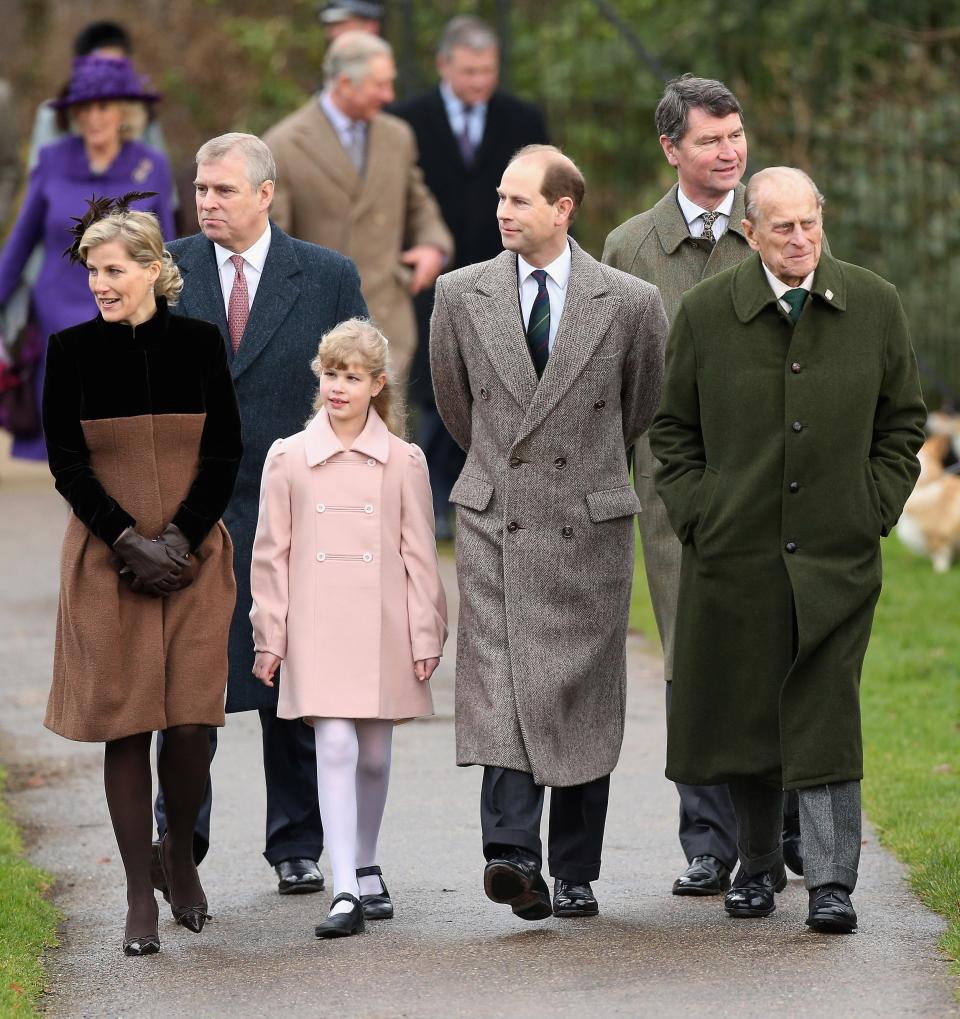 Prince William, Prince Philip, Duchess of Cambridge, Meghan Markle and Prince Harry attend Christmas Day Church service at Church of St Mary Magdalene on  25 December 2017 in King's Lynn, England.Getty Images