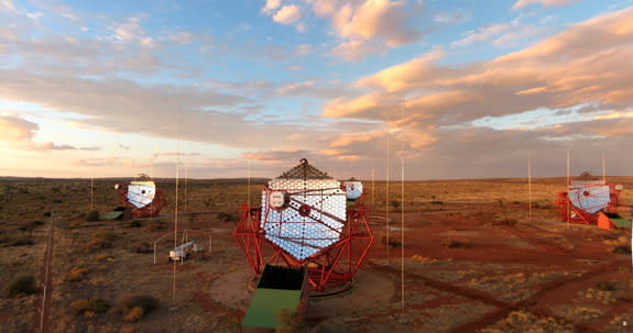 The High Energy Stereoscopic System is a network of telescopes in Namibia, Africa that can detect short flashes of bluish light created by gamma rays interacting with Earth's atmosphere.