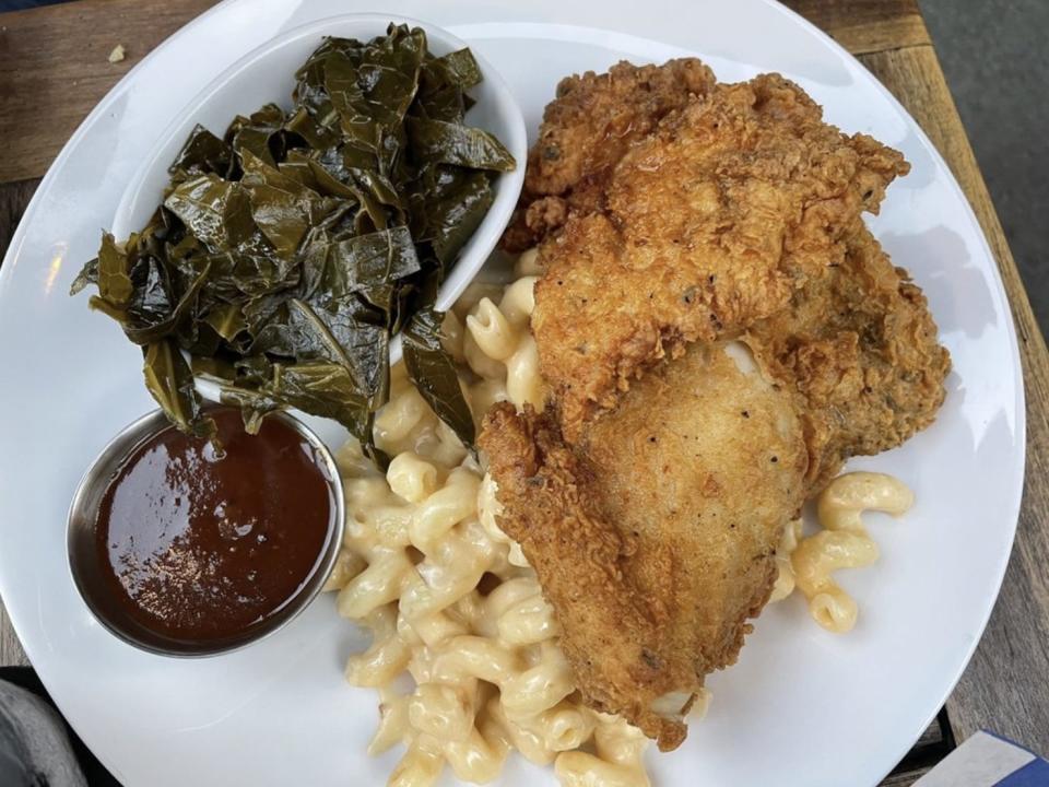 Fried chicken with sides at Soho Chicken + Whiskey.