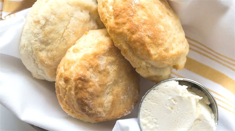 Biscuits with butter spread