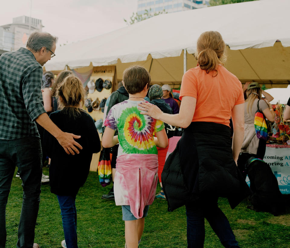 Karen, Chris and their kids attend Portland’s Pride festival, as they settle into their new home town.<span class="copyright">Ricardo Nagaoka for TIME</span>