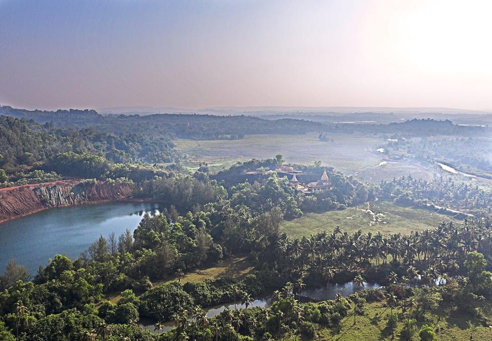 An aerial view of the Shirgoa village.