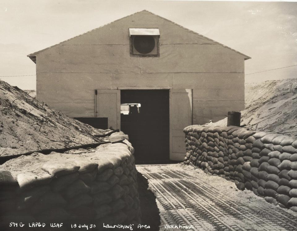 This July 1950 U.S. Air Force photograph shows the Bumper blockhouse at Launch Complex 3.