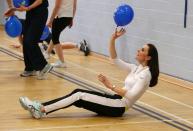 <p>Wearing some of her favorite black and white workout pants, Kate took part in an Edinburgh workshop with famed tennis player Andy Murray's mother.</p>