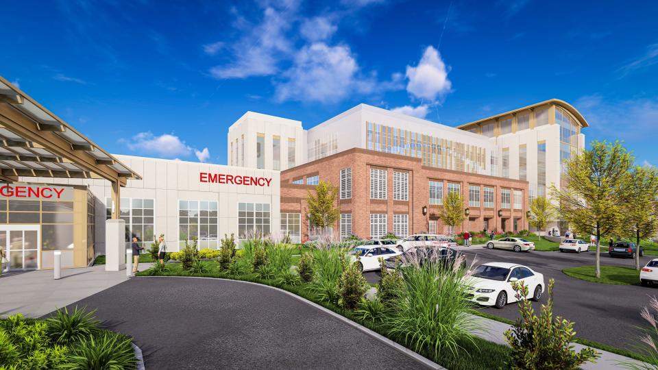 Rendering of the future CaroMont Belmont location Emergency Department entrance.