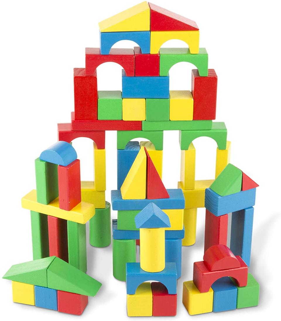 Melissa & Doug Wooden Building Blocks Set. Image via Amazon.