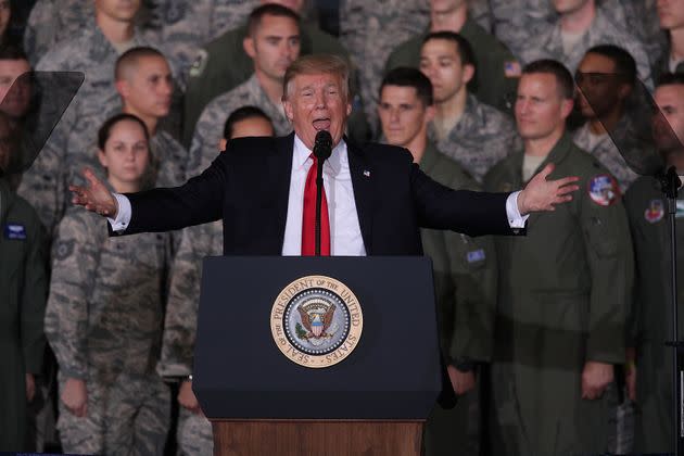 Trump speaks to Air Force personnel during an event in 2017 at Joint Base Andrews in Maryland. (Photo: Alex Wong via Getty Images)