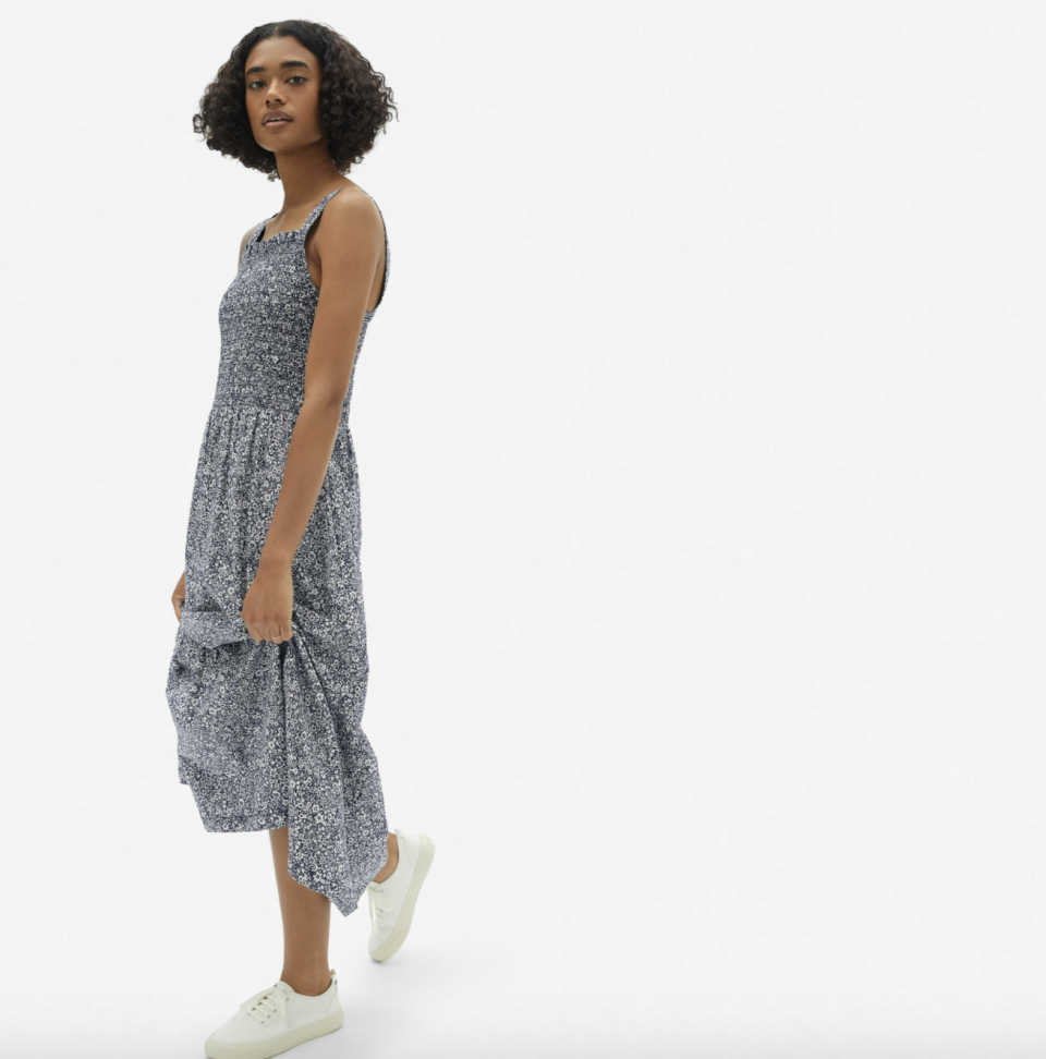 Everlane Smock Dress in Dark Floral