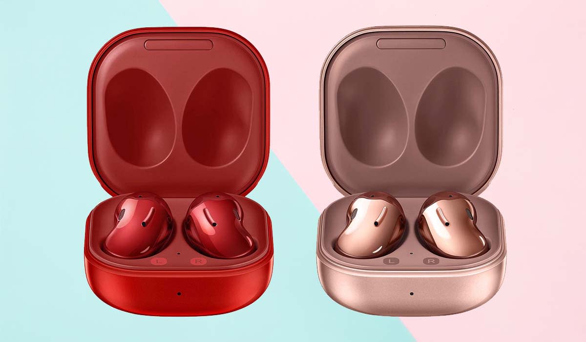 In addition to black and white, the Samsung Galaxy Buds Live come in some fun colors, like Mystic Red and Mystic Bronze, shown here. (Photo: Samsung)