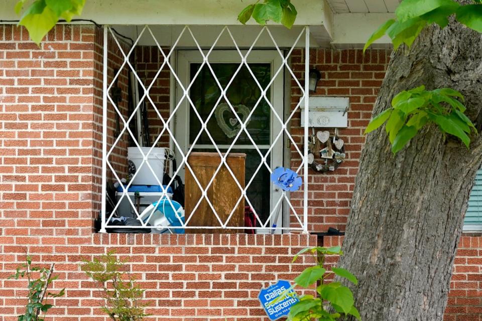 The front entrance is shown of a home connected to Allen shooting suspect Mauricio Garcia, 33, of Dallas (Copyright 2023 The Associated Press. All rights reserved.)