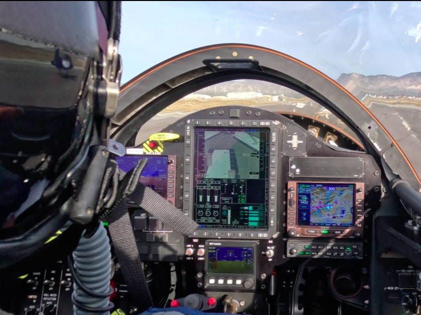 The augmented reality vision system on the XB-1, view in the cockpit with the pilot.