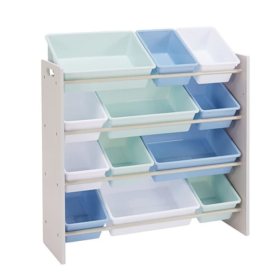 5) Kids Toy Storage Organizer with 12 Plastic Bins