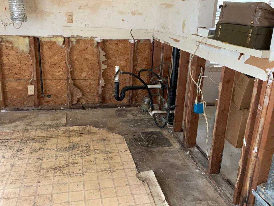What's left of the kitchen in Brooks Conner's Pinelands townhome after he returned home from a two-month hospital and rehabilitation stay for a heart ailment.