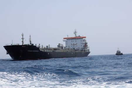 A general view of Japanese-owned Kokuka Courageous tanker off the coast of Fujairah