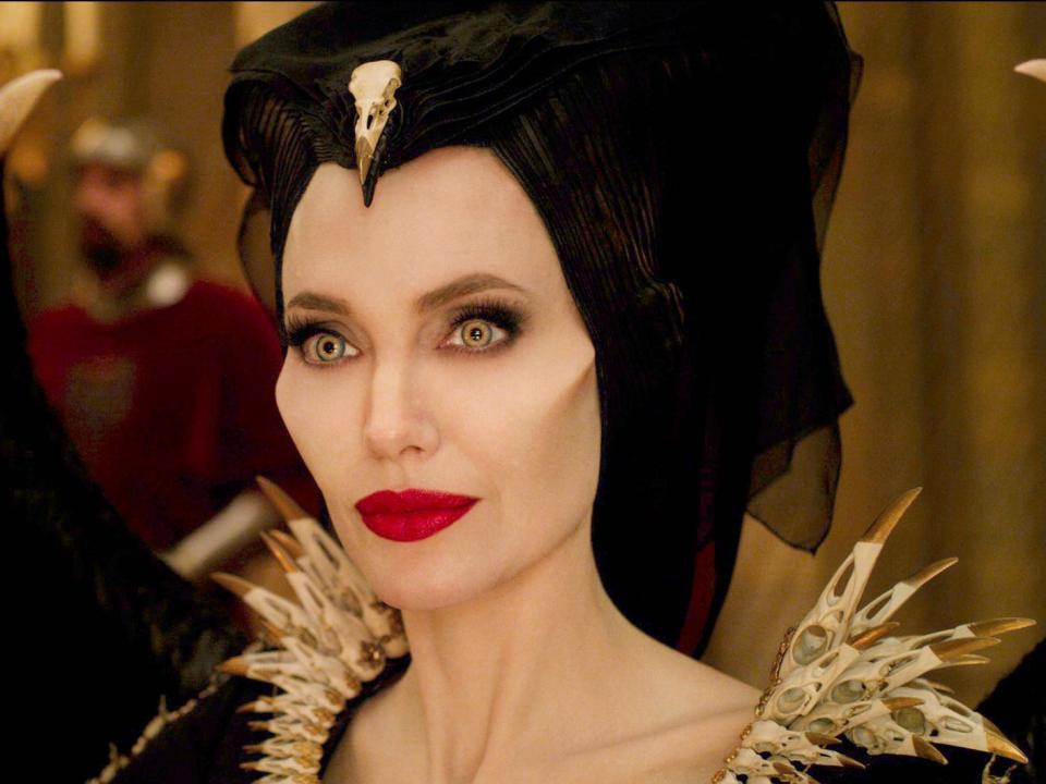This image released by Disney shows Angelina Jolie as Maleficent in a scene from "Maleficent: Mistress of Evil." (Disney via AP)