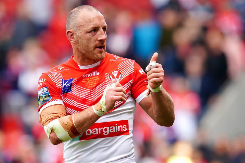 St Helens' James Roby gestures to the fans at the end of the Betfred Super League match at the Totally Wicked Stadium, St. Helens. Picture date: Sunday June 12, 2022