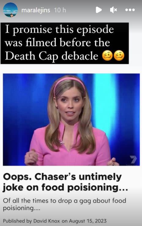 The Chase star said that the episode had been recorded before the deaths. (Instagram)