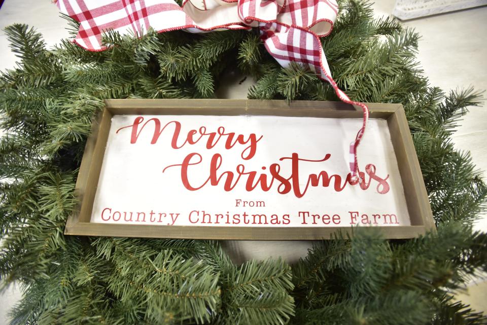 A wreath decoration at Country Christmas Tree Farm located at 8122 Bricker Road, in Avoca on Monday, Nov. 14, 2022.