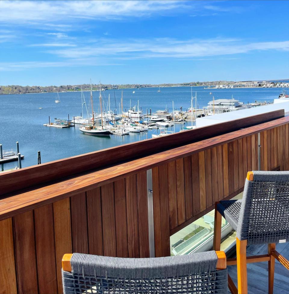 The view of the harbor from the Brenton Hotel, the newest rooftop in Newport.