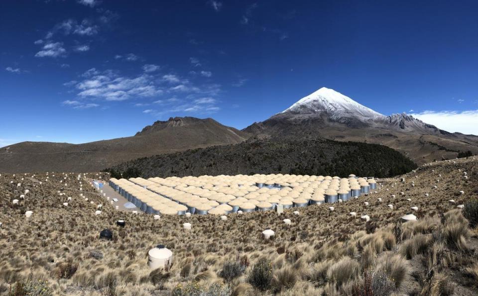 The High-Altitude Water Cherenkov Gamma-Ray Observatory (HAWC) is a detector designed to look at gamma-ray emission coming from astronomical objects (HAWC Observatory)